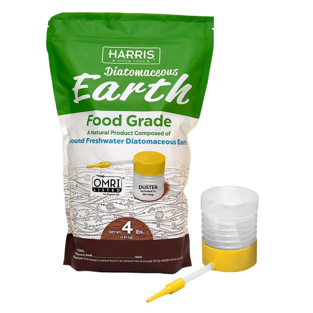 Harris 64 oz. 4 lb. Diatomaceous Earth Food Grade 100 with Powder Duster Applicator DE FG4P The Home Depot