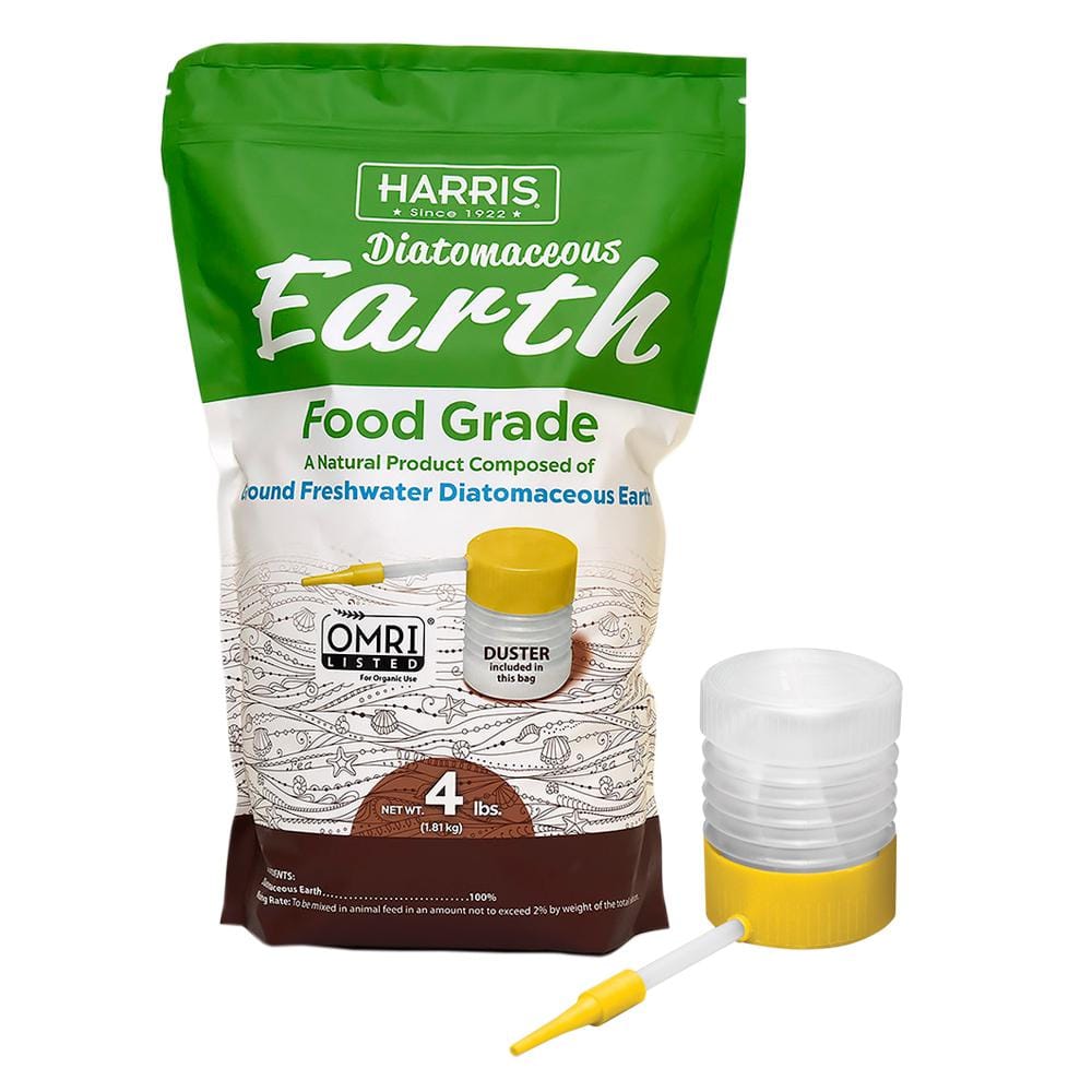 Harris 64 oz.(4 lb.) Diatomaceous Earth Food Grade 100% with Powder Duster  Applicator DE-FG4P - The Home Depot