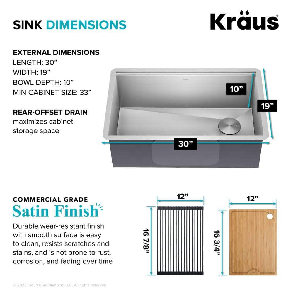 Kore 30-Inch Stainless Steel Undermount Single Bowl Kitchen Sink