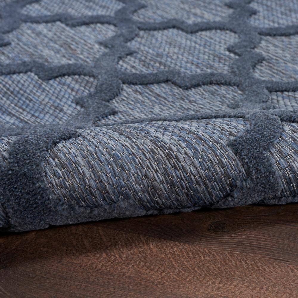 Navy Blue Trellis Synthetic Flat Woven 7' x 10' Area Rug