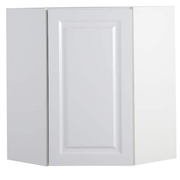 Hampton Bay Benton Assembled 23.6x30x23.6 in. Corner Wall Cabinet in White