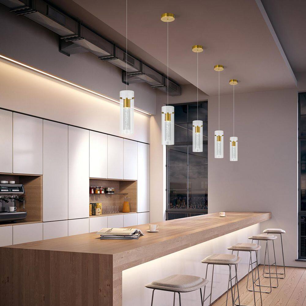 Home Lighting 6W 1-Light Gold Integrated LED Modern Pendant Light with Crystal Bubble Glass for Kitchen, 1Pack price history on PriceWatchPro
