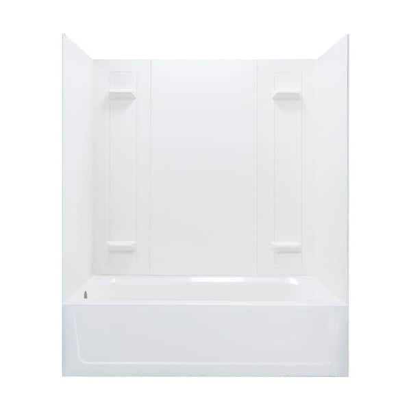 MUSTEE Durawall 60 in. L x 30 in. W x 72.75 in. H Rectangular Tub/ Shower Combo Unit in White with Left-Hand Drain