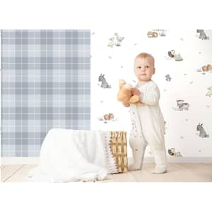 White Little Explorers 2 Farm Animals Matte Finish Non-Pasted Non-Woven Wallpaper Roll