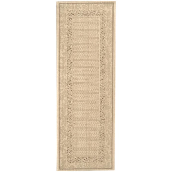 SAFAVIEH Courtyard Natural/Brown 2 ft. x 7 ft. Border Indoor/Outdoor Patio  Runner Rug
