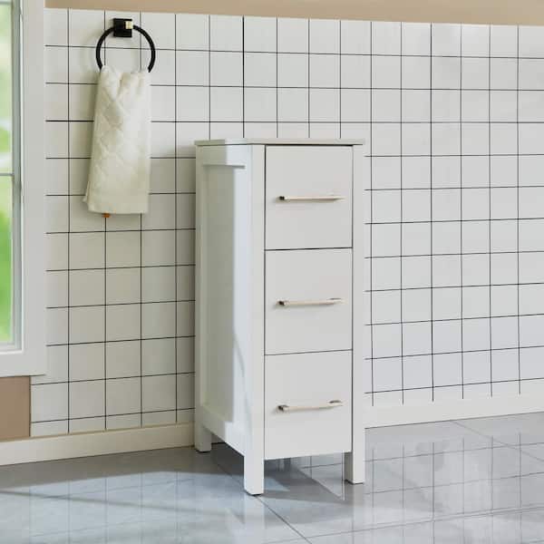 12 in. W x 18.5 in. D x 30 in. H Bath Vanity Side Cabinet in White with Engineered Marble Top