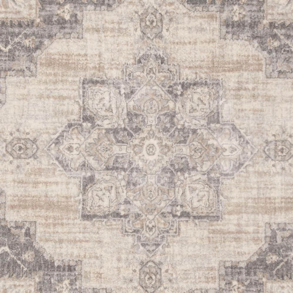 Gray Hand-Knotted Synthetic Square Area Rug
