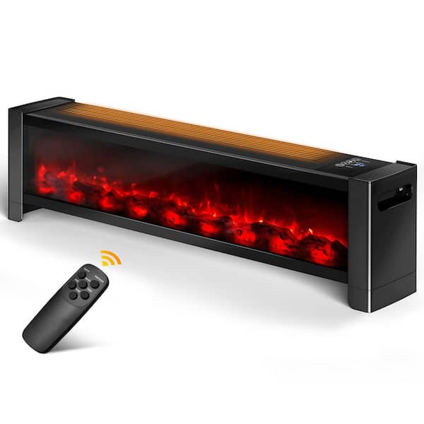 1500W Electric Fireplace Heater with Realistic 3D Flame Effect, Space Heater for Bedroom, Tip-Over & Overheat Protection