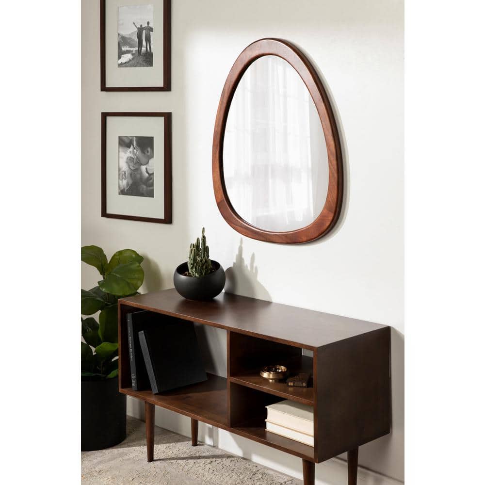 McKinder Asymmetrical Walnut Brown Mango Wood Wall Mirror