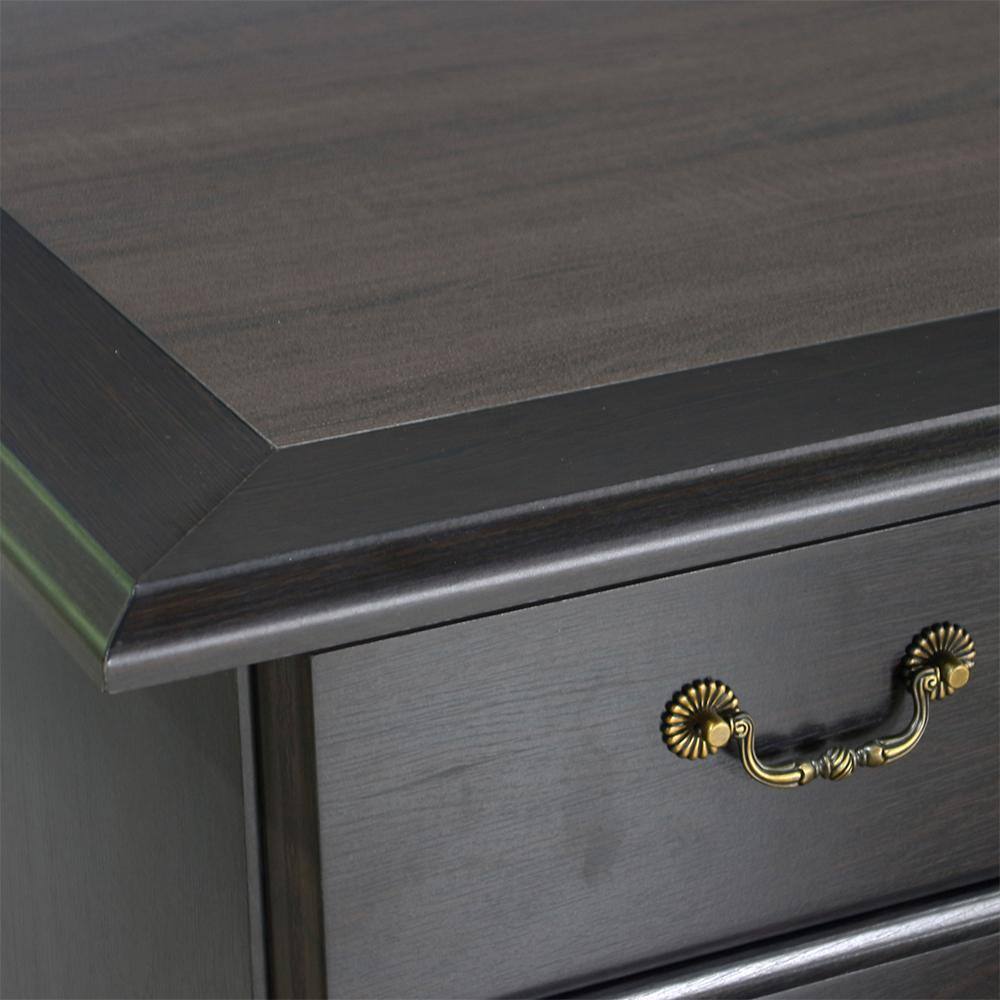 Espresso Wood Executive Desk with Drawers and Filing Cabinet