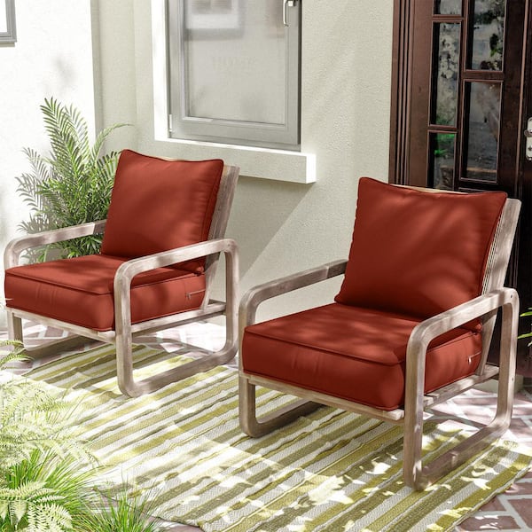 19 in. x 19 in. x 4 in. Square Outdoor Deep Seating Cushion Set Seat and Back Cushion for Lounge Chair Terra Red