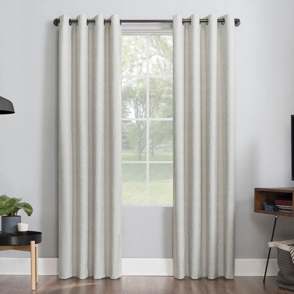 Noir Dimensional Thermal 100% 52 in. W x 84 in. L Blackout Grommet Curtain Panel in Cream White price history on PriceWatchPro