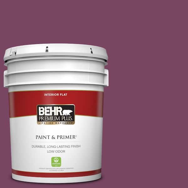 BEHR PREMIUM PLUS 5 gal. #690B-7 Plum Jam Flat Low Odor Interior Paint & Primer