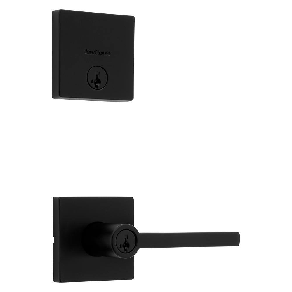 Kwikset 991 Halifax Matte Black Keyed Entry Door Handle and Single