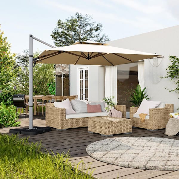 8 x 8 patio umbrella PURPLE LEAF Outdoor 8' 8' Square Premium Sun Protection Beige For added security in varying conditions VEVOR Tiki Umbrella 8ft Thatched