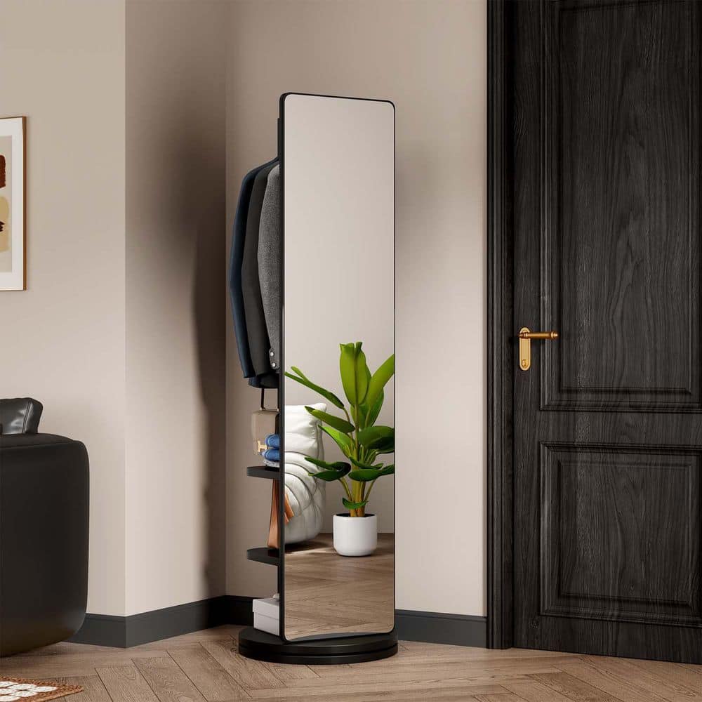 Black 14 in. W x 66 in. H Full Length Mirror, Full Body Floor Mirror ...