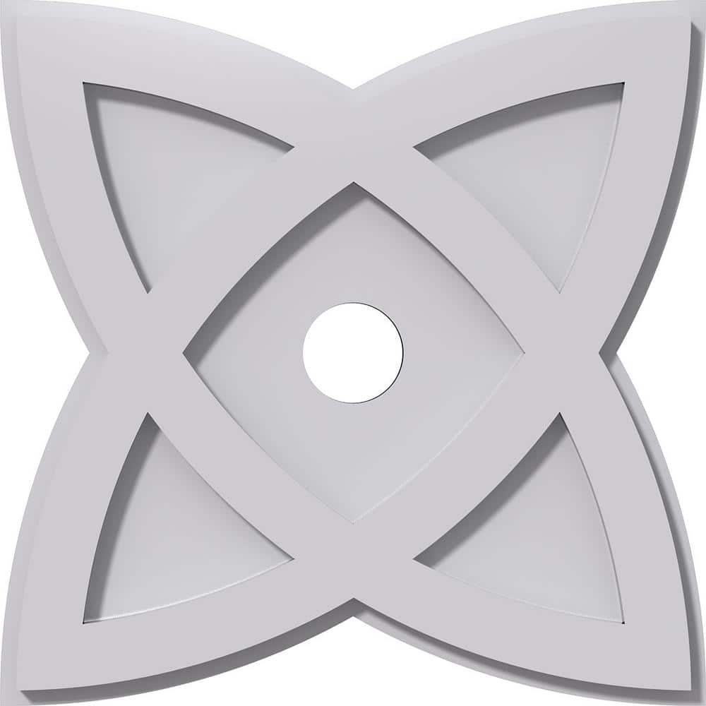 White PVC Contemporary Ceiling Medallion, 14-inch