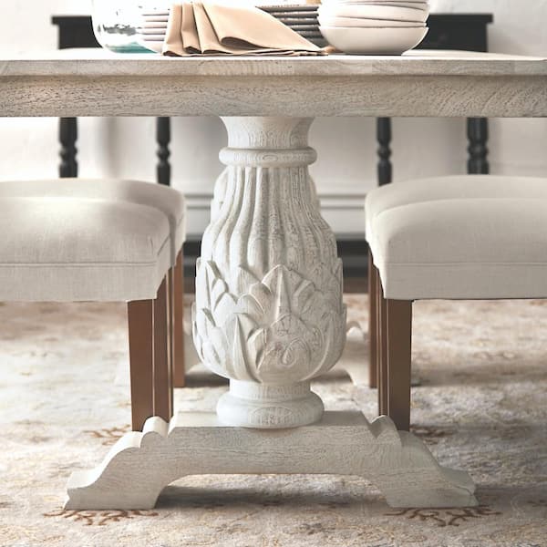 kingsley sandblasted white dining table