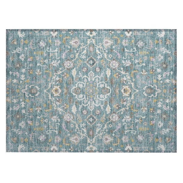 Chantille Machine Washable Indoor/Outdoor Abstract ACN3004 Teal 2 ft. x 3 ft. Accent Rug