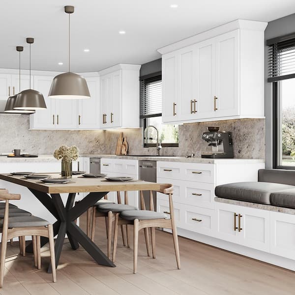 Newport 24 in. W x 24 in. D x 15 in. H Assembled Plywood Wall Bridge Kitchen Cabinet in Pacific White with Soft Close