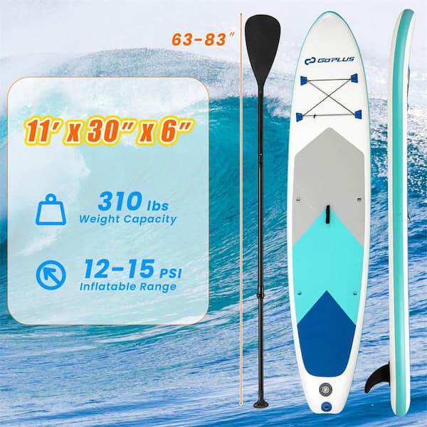 11 ft. Inflatable Stand Up Paddle Board whth Accessories Paddle Hand Pump Repair Kit, Gray
