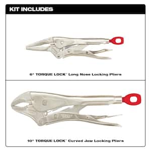 Torque Lock Locking Pliers Set with 7.75 in. Combination Electricians 6-in-1 Wire Stripper Pliers (3-Piece)