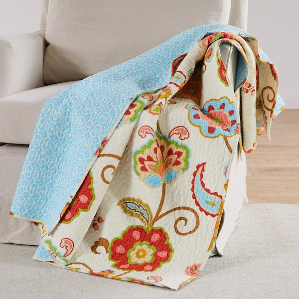 LEVTEX HOME Ashbury Spring Multi color Floral Quilted Cotton Throw