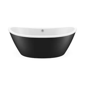 Delsia Acryl 66  in. x 36 in. Freestanding Soaking Center Drain Bathtub in White with Black Skirt