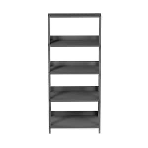 55.25 in. Black 4-Tier Ladder Bookcase Freestanding Bookcase