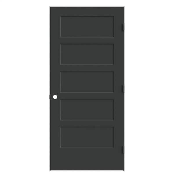 Masonite 36 in. x 80 in. 5-Panel Bayshore Left-Hand Hollow Jet Black Molded Composite Single Prehung Interior Door with Flat Jamb