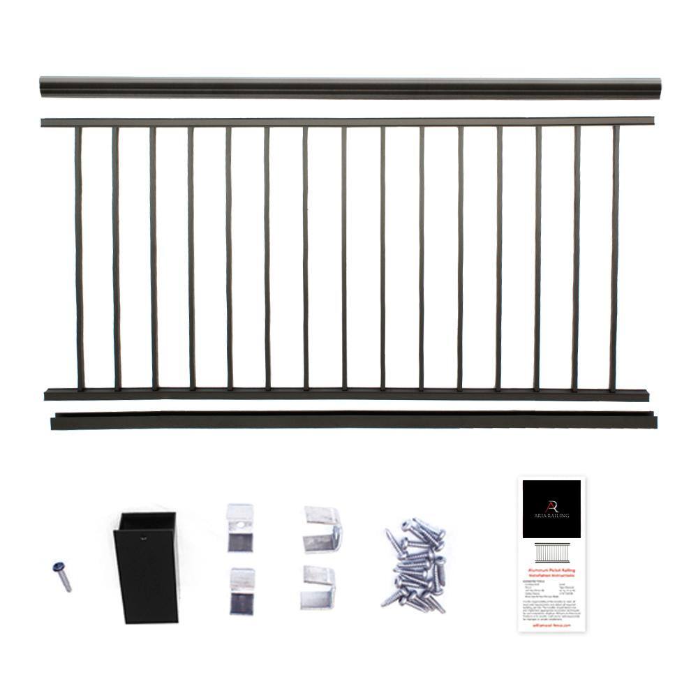 Aria Railing 42 in. x 6 ft. Black Powder Coated Aluminum Preassembled Deck  Railing A366PPB-42 - The Home Depot
