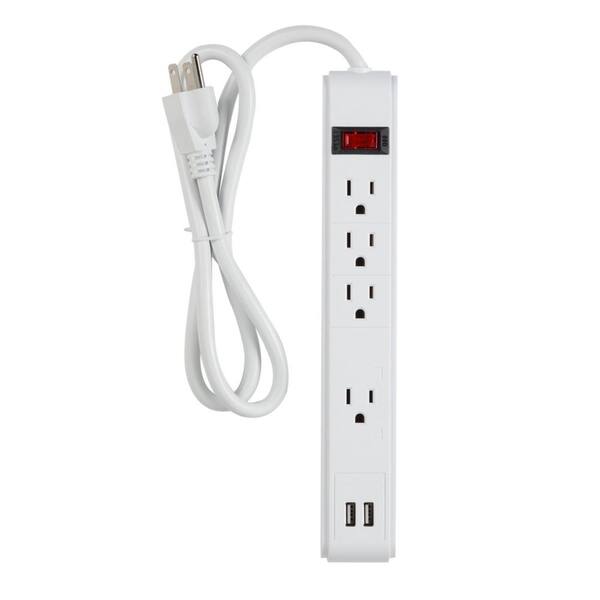 Globe Electric 3 ft. 4-Outlet Surge Protected Grounded Power Strip