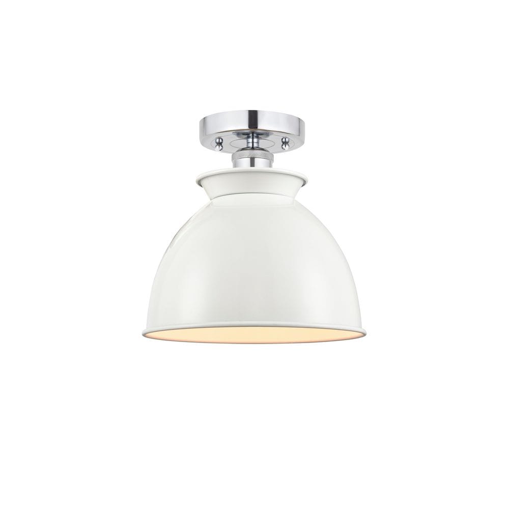 Adirondack 8.5 in. 1-Light Polished Chrome Industrial Semi-Flush Mount with Glossy White Shade price history on PriceWatchPro