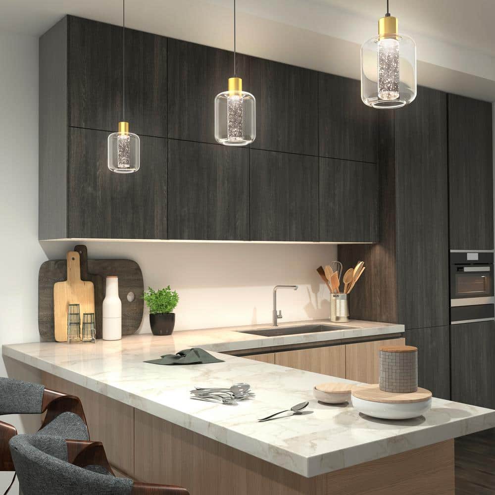 Artika Essence Globe 6 5 Watt 1 Light Modern Black and Gold Integrated LED Hanging Mini Pendant Light Fixture for Kitchen PDT1 CG HD2BG