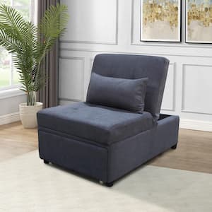 Velvet Sleeper Chair Bed, 4-in-1 Convertible Chair with Large Pockets and Pillow, Perfect for Small Spaces
