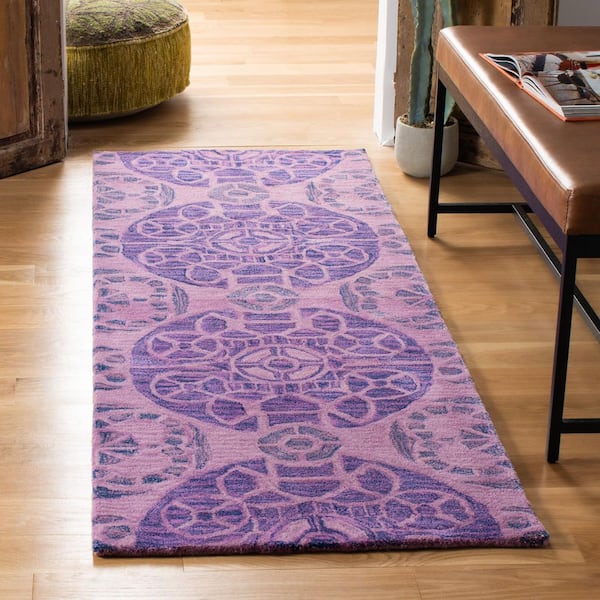 Wyndham 2 ft. x 11 ft. Purple Floral Runner Rug