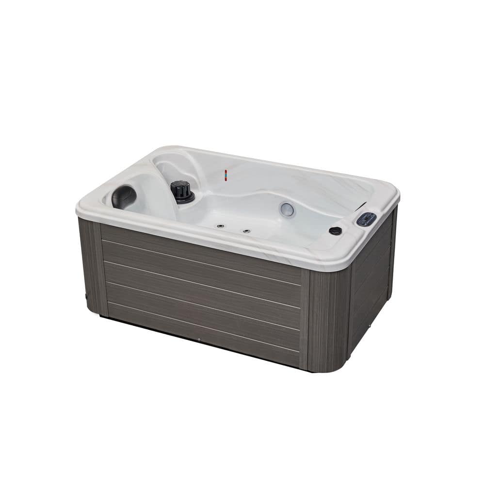 Gray Polyethylene 2-Person Rectangle Hot Tub with Electric Heater