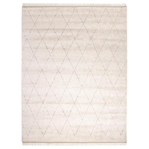 Shaggy Moroccan Bohemian Shaggy Moroccan Linen 9 ft. x 12 ft. Hand-Knotted Area Rug