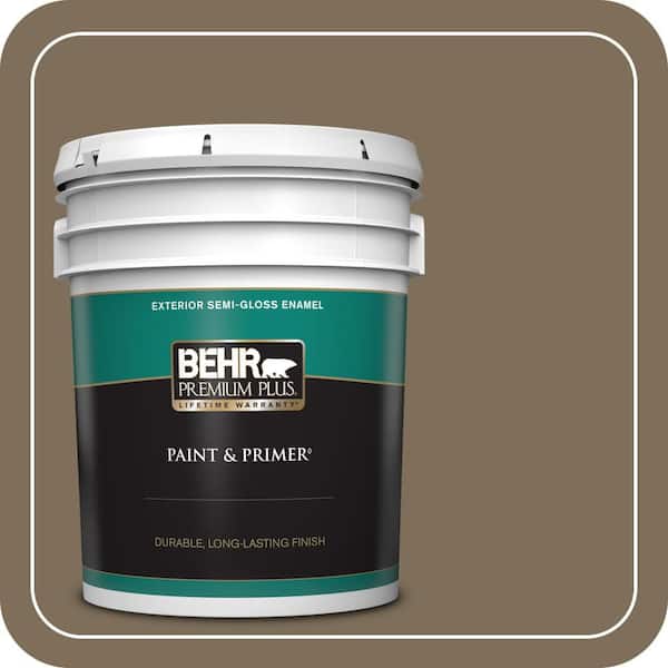 BEHR PREMIUM PLUS 5 gal. #710D-6 Butternut Wood Semi-Gloss Enamel Exterior Paint & Primer
