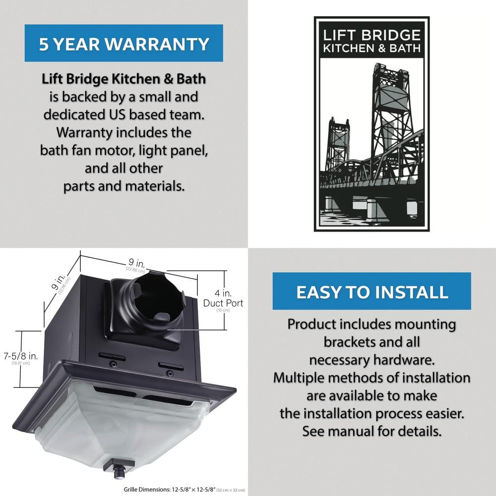 Matte Black Square Metal LED Ceiling Exhaust Fan