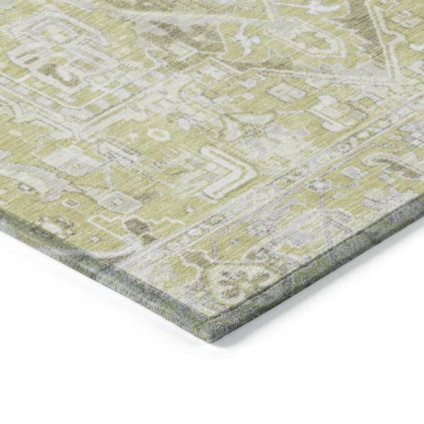 Artichoke Green 5 ft. x 8 ft. Woven Oriental Rectangle Indoor/Outdoor Area Rug