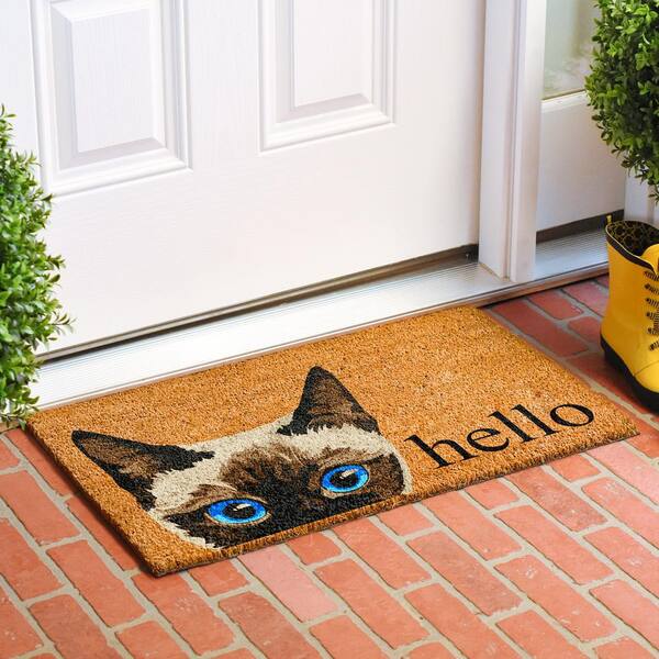 RugSmith Orange Sleeping Cat Shaped Multi 30in. x 16in. Door Mat DM11425 -  The Home Depot