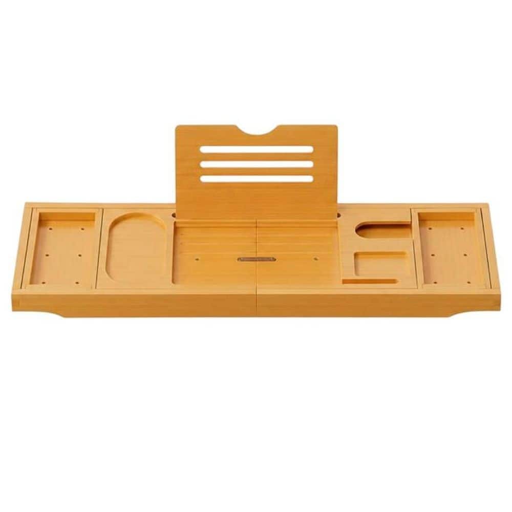 Premium Expandable Bathtub Tray Caddy in Bamboo, Treated w/High Temperature and Pressure, Expand from 28.5 in. to 41 in.