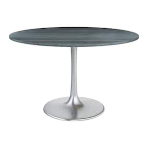 Metropolis 47.2 in. Round Black Marble Top with Steel Base Dining Table (Seats 4)