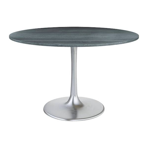 ZUO Metropolis 47.2 in. Round Black Marble Top with Steel Base Dining Table (Seats 4)