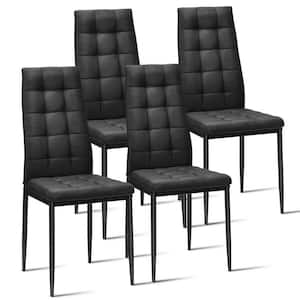 Black Dining Side Chairs with Thick Fabric Cushion and High Back (Set of 4)