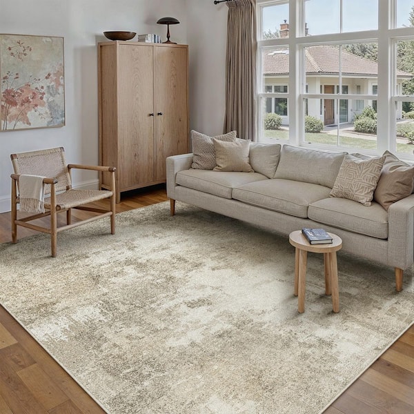 Shka Beige 6 ft. x 9 ft. Modern Abstract Area Rug