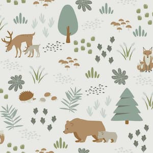 Green Finola Bears Wallpaper Matte Non-Pasted Wallpaper Sample