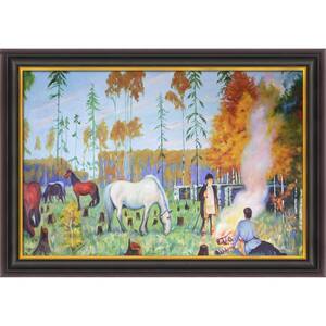 Fireplace (Night) by Boris Kustodiev Opulent Framed Oil Painting Art Print 33 in. x 45 in.