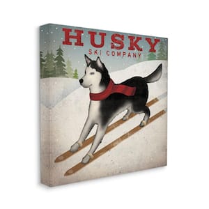 Husky Ski Company Winter Slopes Dog Design By Ryan Fowler Unframed Sports Art Print 36 in. x 36 in.